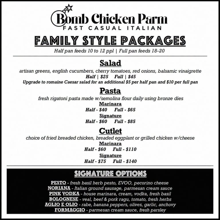 Family Style Packages